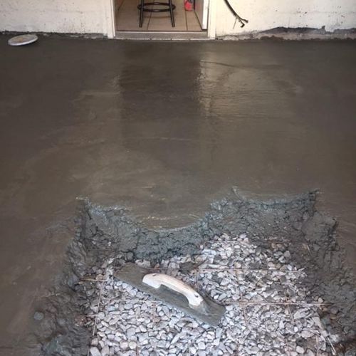 Unfinished cement floor 