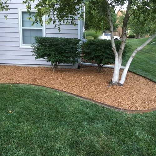 Trimming, mulching and lawn care.