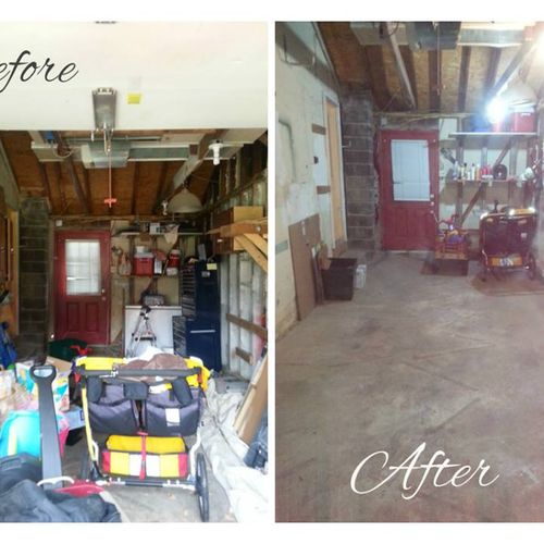 Before and after of a garage