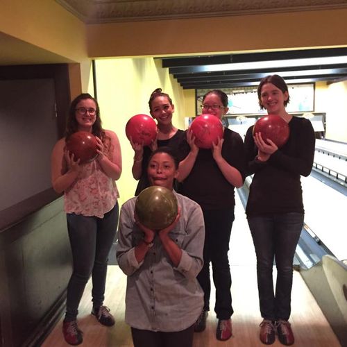 The team went bowling and, of course, we had to ta