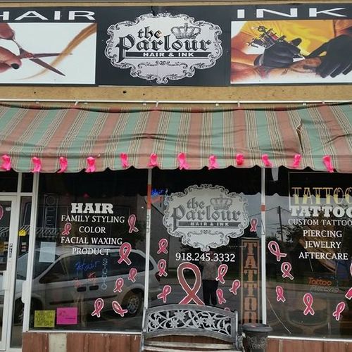 Breast cancer awareness month at the shop.
