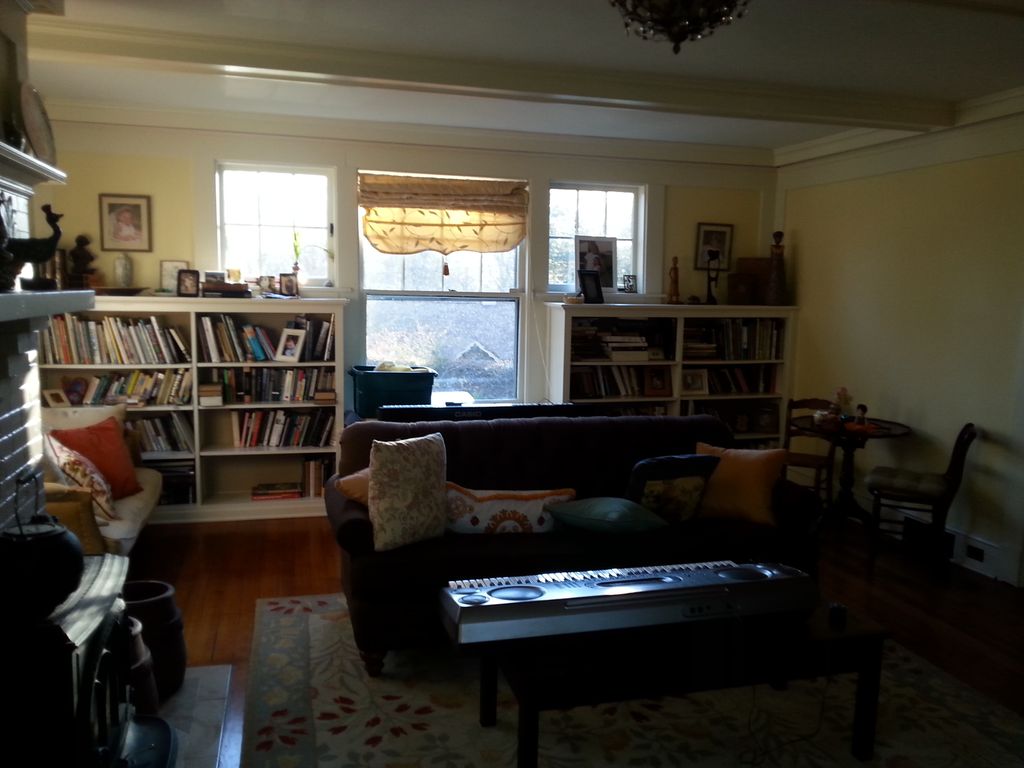 Reading nook and music space in with the books