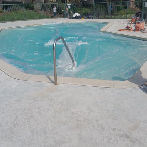 concrete overlay on a pool deck