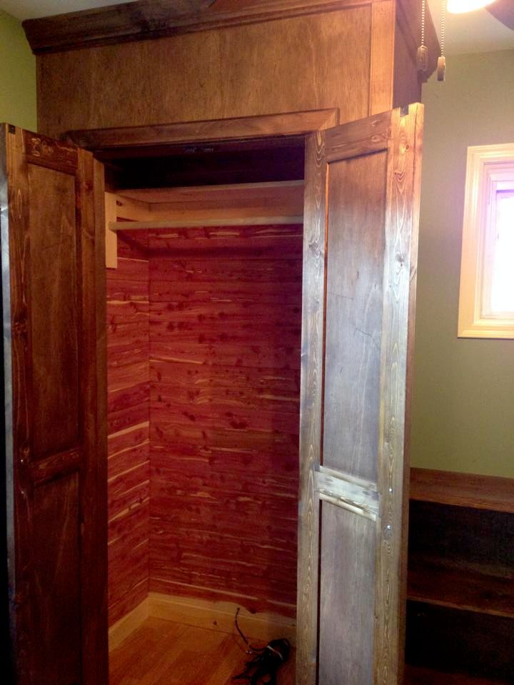 Cedar interior of closet. Custom doors.
