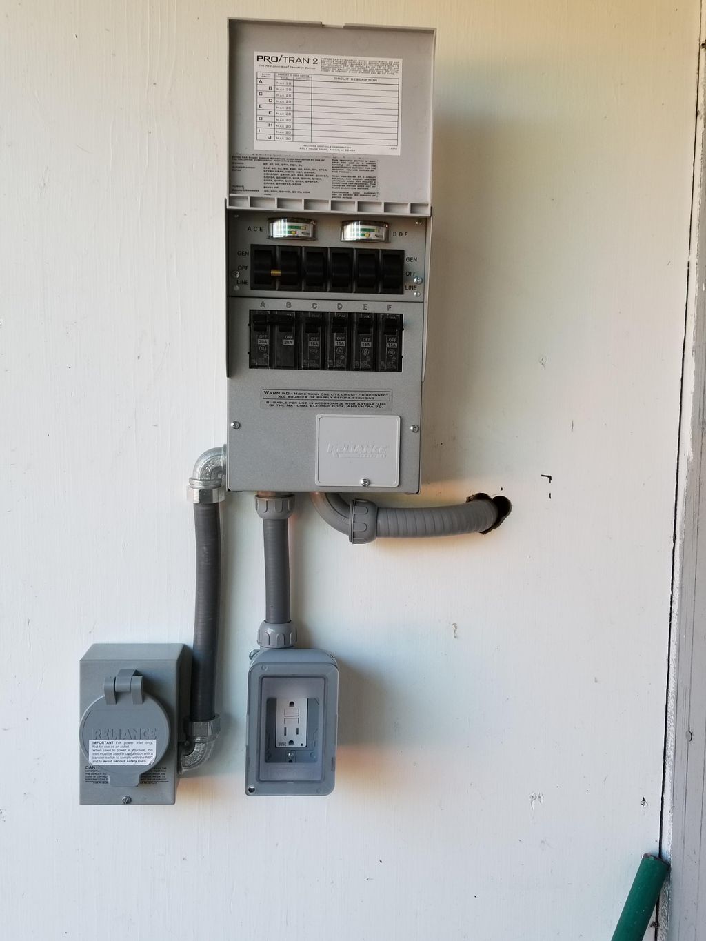 generator transfer switch and outlet