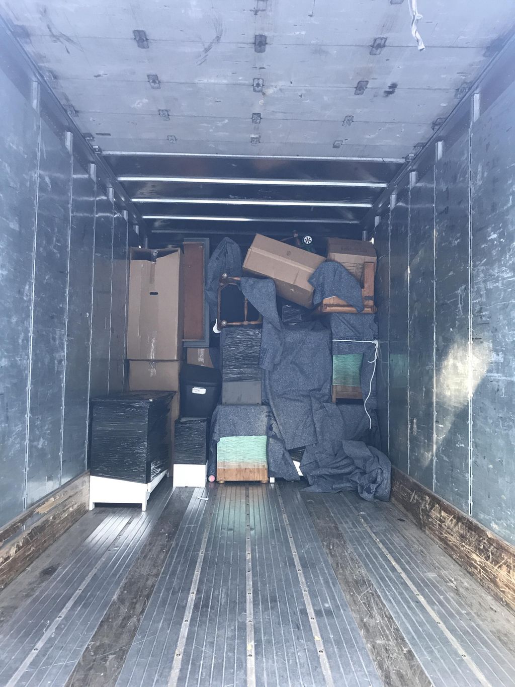 A trailer from Texas ready to be finished unloadin