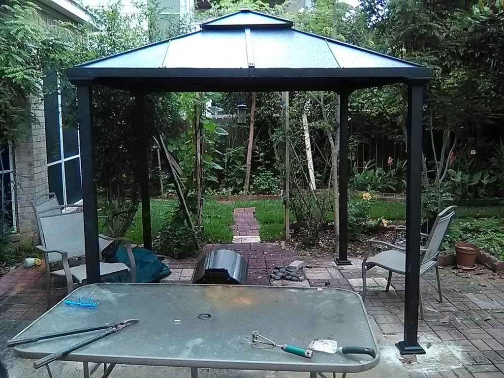 constructed gazebo attached to deck with 6 inch au