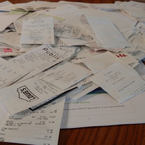 Receipts before they were organized.