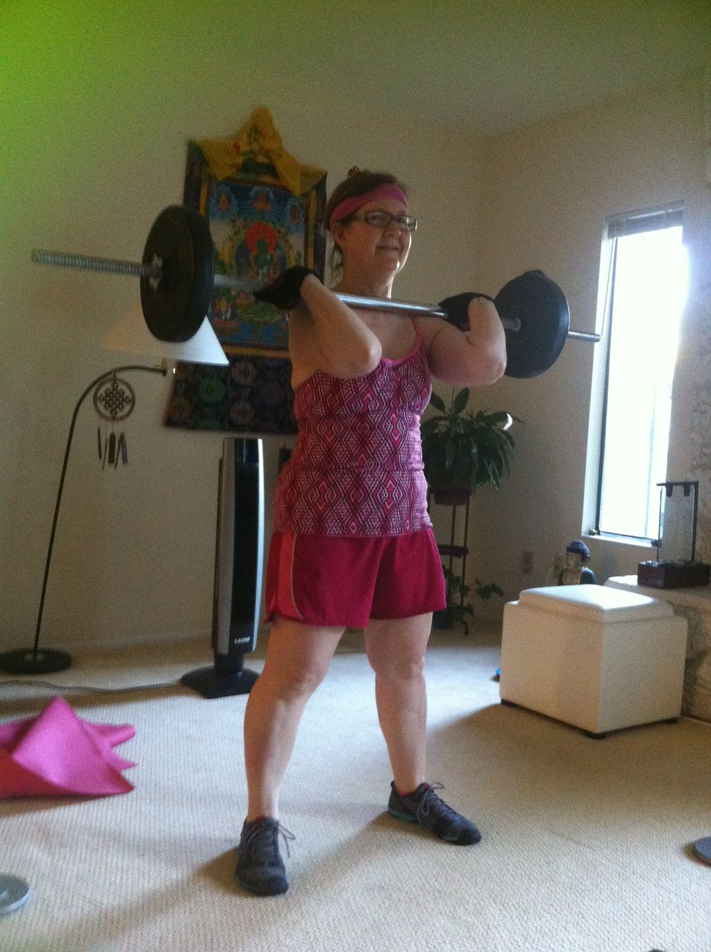Denise prefers training at home.  I bring the equi