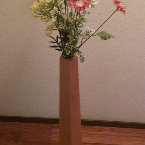 Penta Floor Vase in Maple.  Five sided tapered.