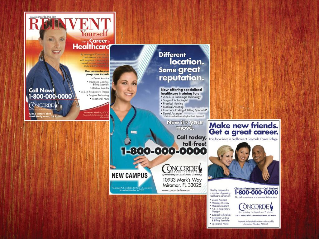Print ads, various talent and benefits