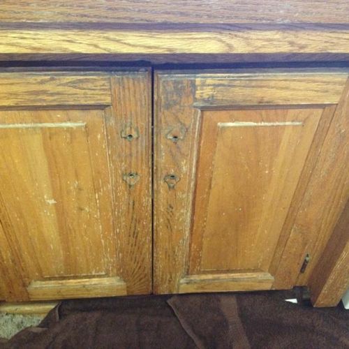 Golden Oak Kitchen Cabinets - Before