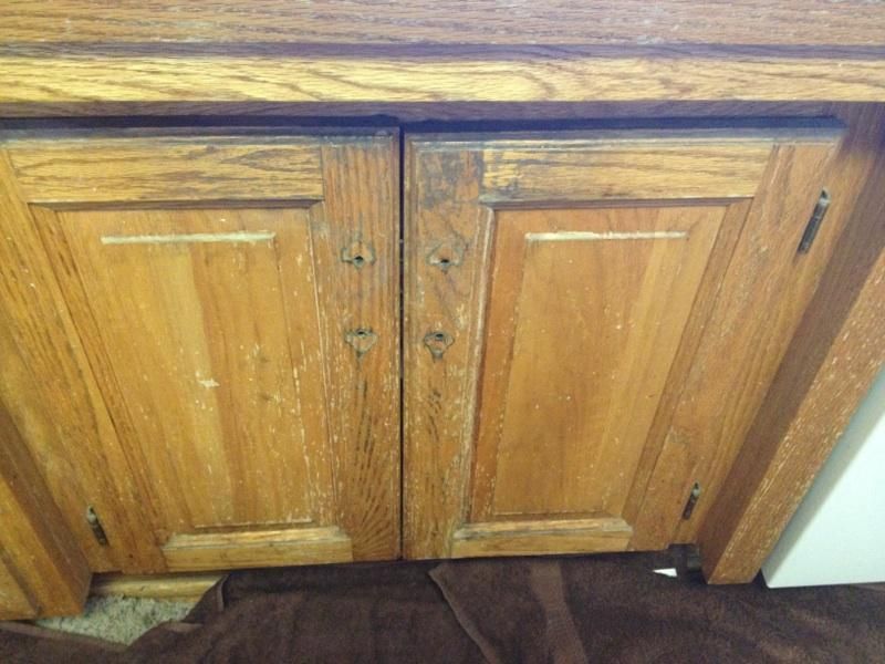 Golden Oak Kitchen Cabinets - Before