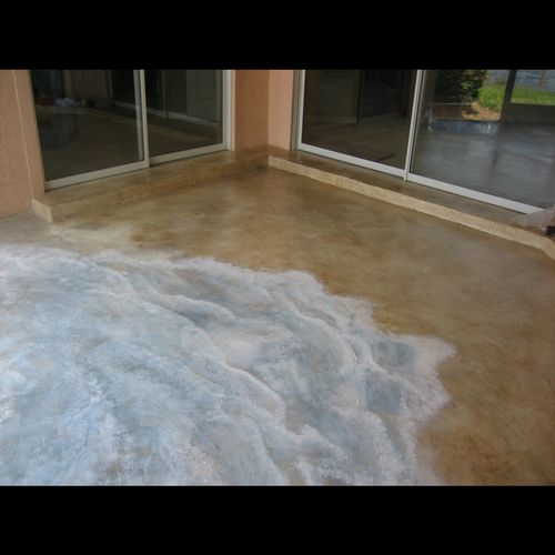Concrete patio stained