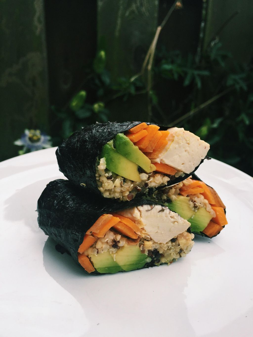 Quinoa Tofu Nori Wraps with Peanut Dipping Sauce