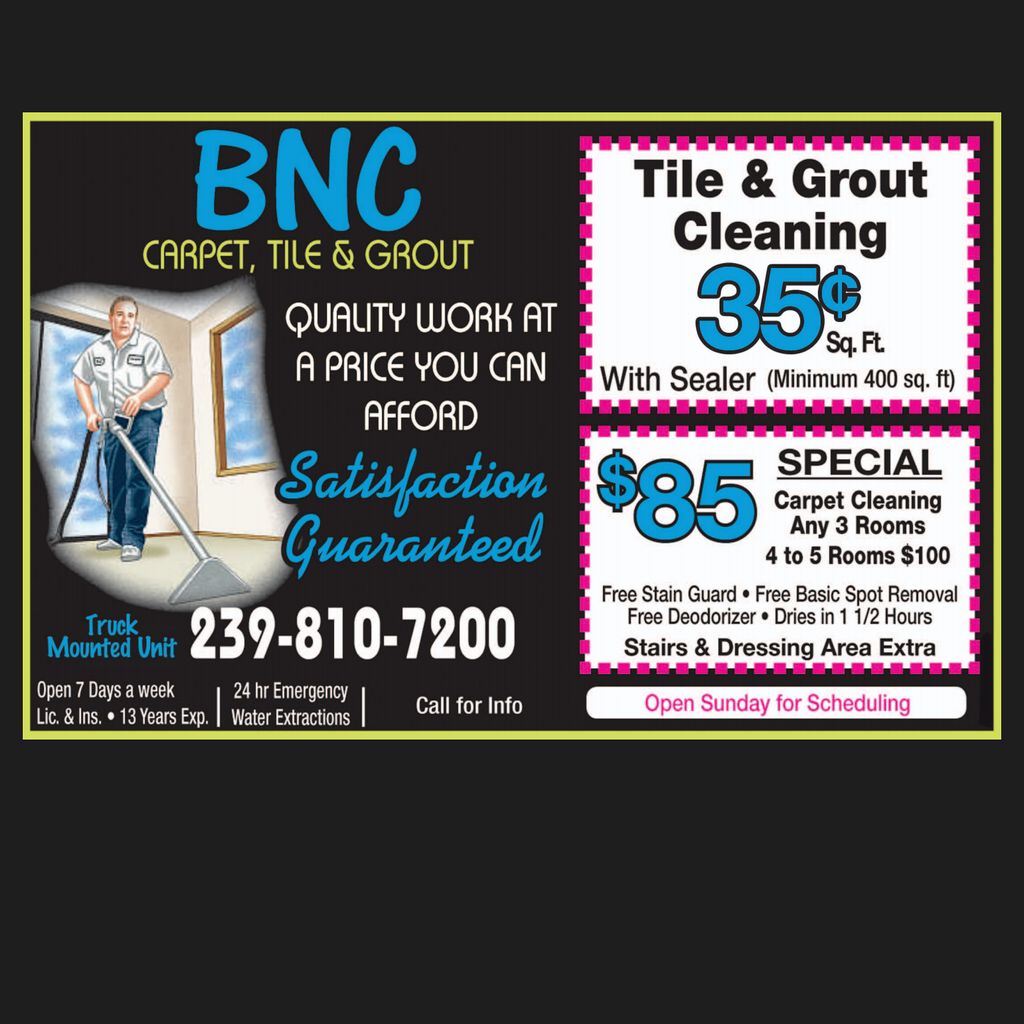 Bnc CARPET tile and GROUT CLEANING