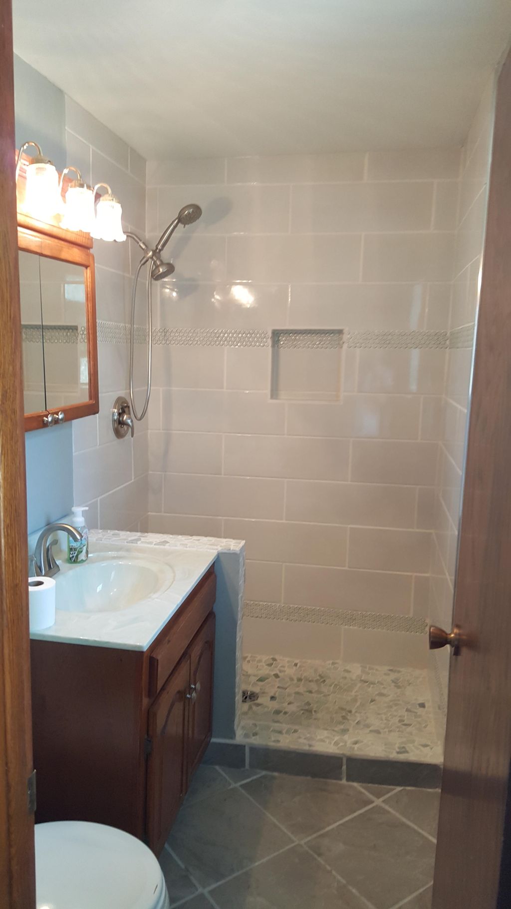 After of shower wall and soffit removal 2 of 2