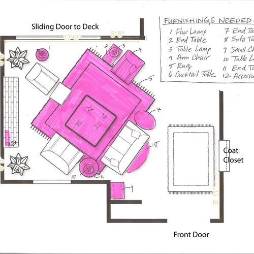 Space planning / layout for living room in Park Ci