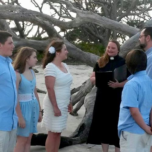 Driftwood beach wedding on Jekyll Island, GA.