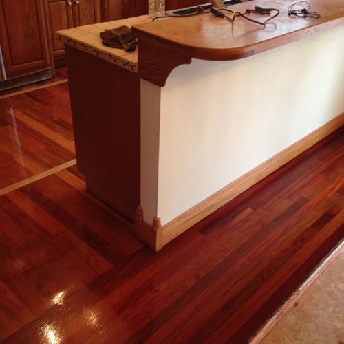 install, sand, and finish. Brazilian cherry with M