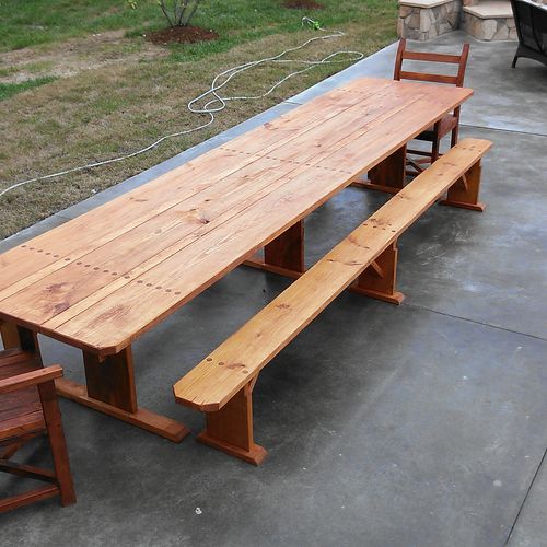 custom 14' picnic table with matching benches and 