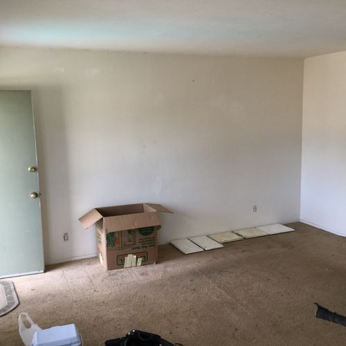 Living room of the apartment, carpet was removed a
