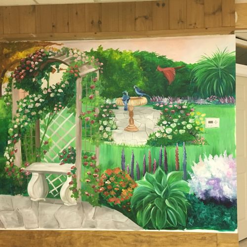 English Garden mural, 8'x16', 2017
