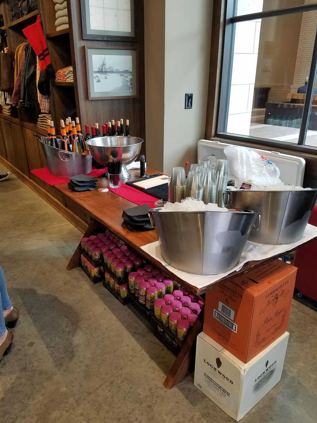 Bar setup for a Grand Opening event for the stores