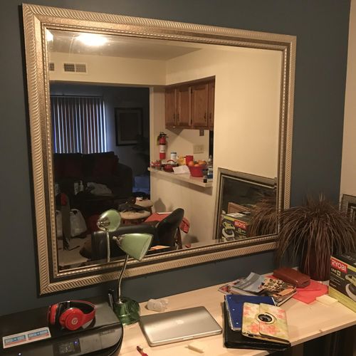 hanging a 100lb mirror and installing a desk conne