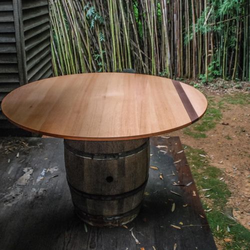 Red Oak Wine Barrel Table