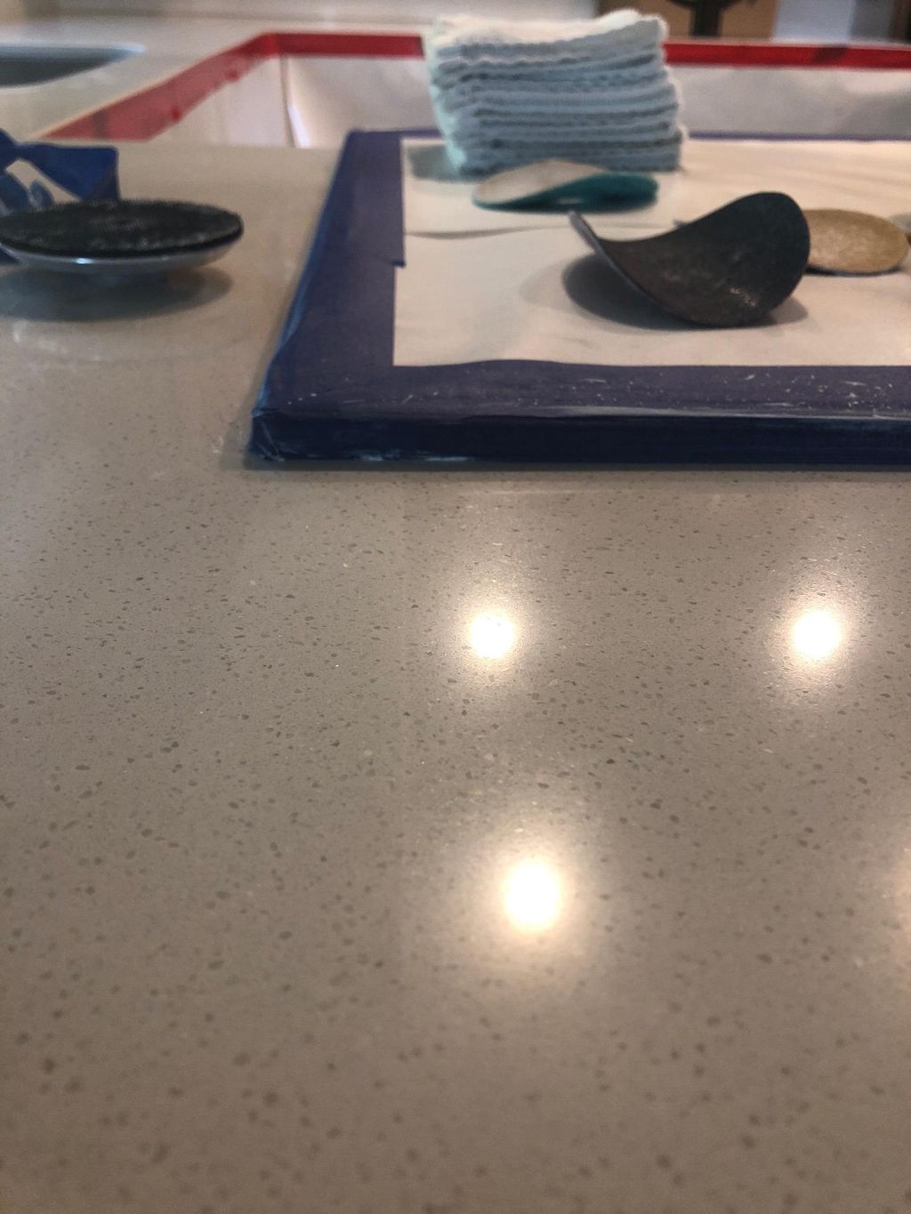 Quartz countertop pre/post polish