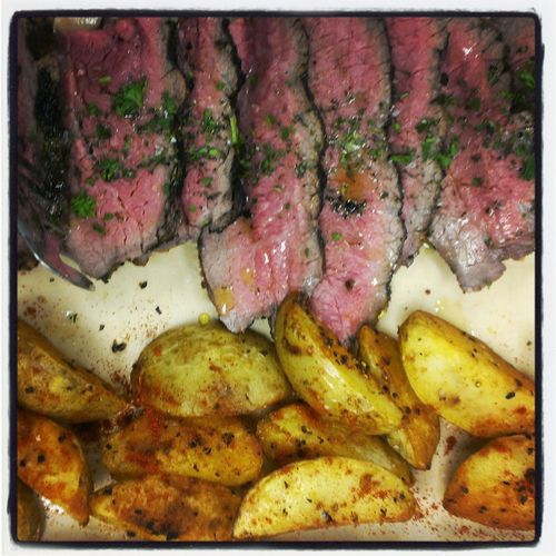 Herb Marinated Tri Tip and Roasted Potatoes (serve
