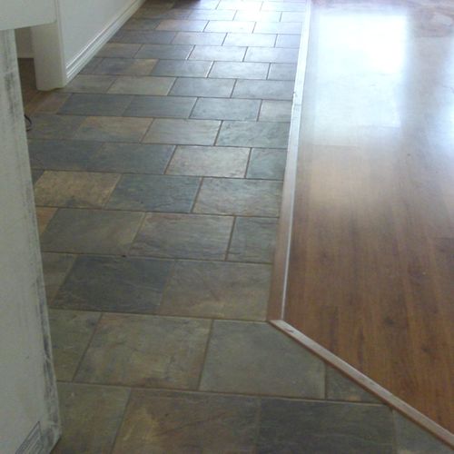 tile and wood with transition