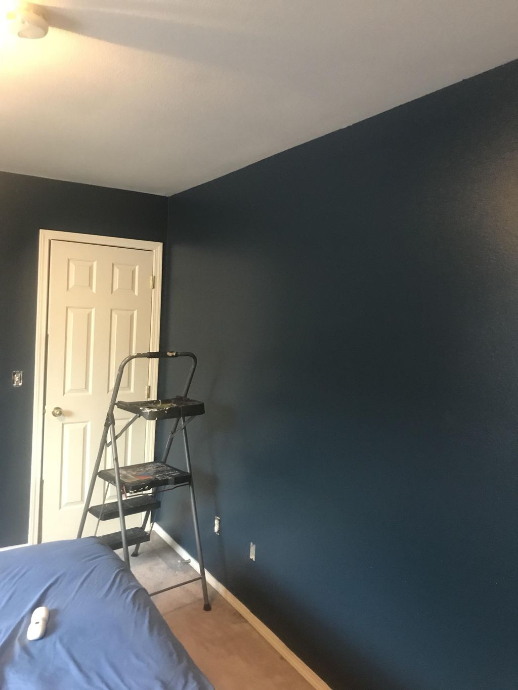 Fresh accent wall paint in master bedroom 