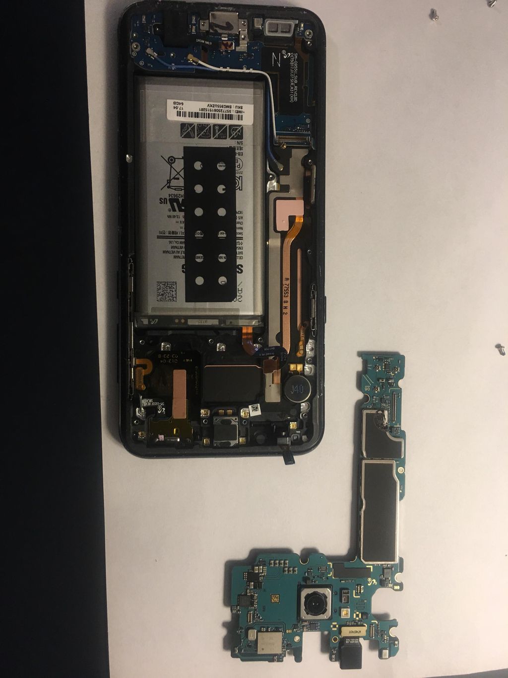 Inside of a Samsung Galaxy S8 Plus
