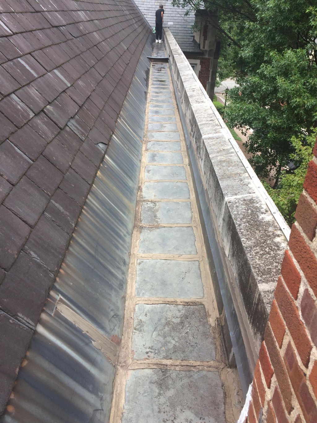Before and after on old metal valleys 