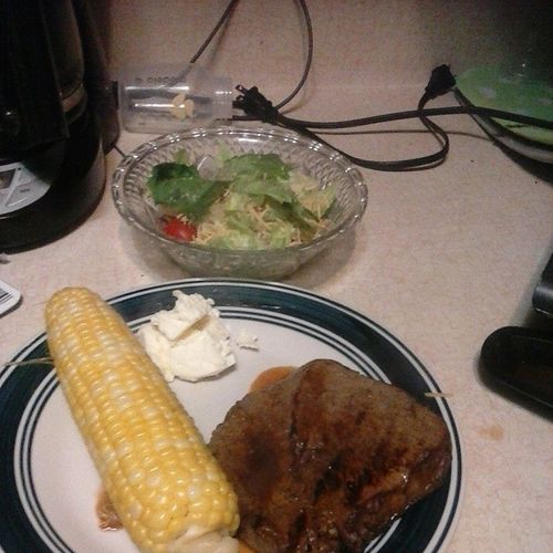 Steak Corn and Salad