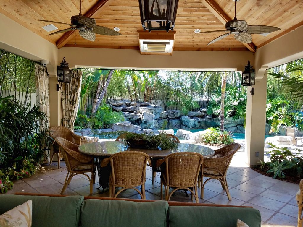 Patio Cover and Water features in pool built by DC