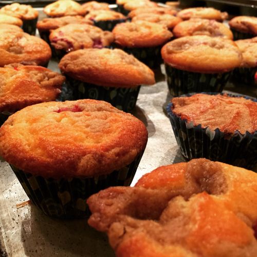 Raspberry and meyer lemon muffins