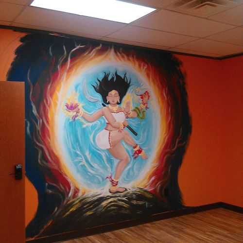 Shakti dance mural in Dhyana Yoga studio in Plano,