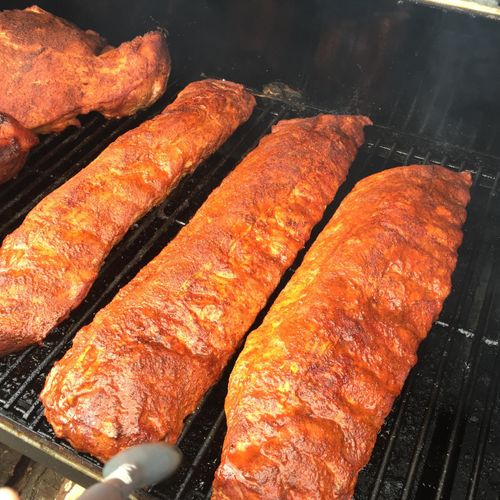 Cooking some of the best Baby Backs I have ever ea