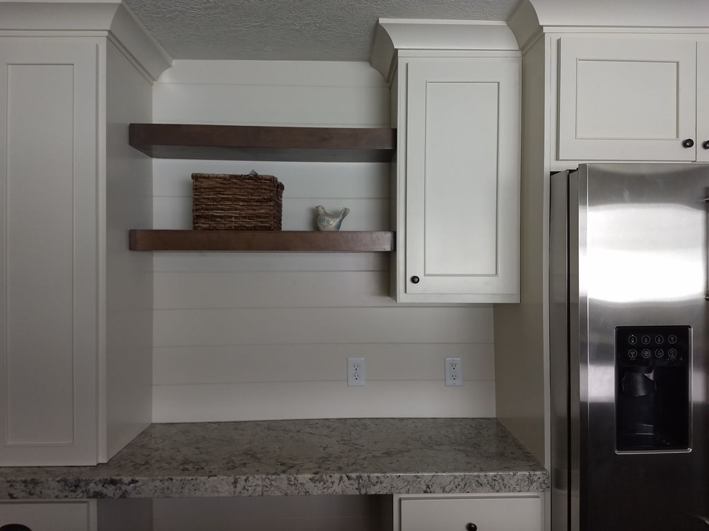 Shiplap at a desk area.