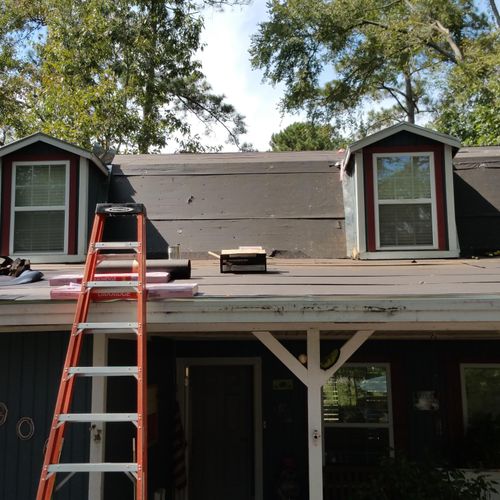 Barn style roof replacement with onyx black dimens
