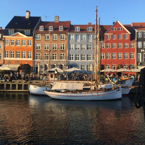 Nyhaven in Copenhagen.   Embark for your Baltic cr