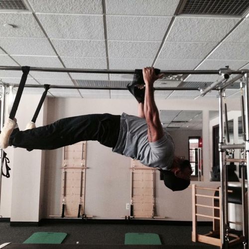 Hanging extension with pull ups (  pull ups not pi