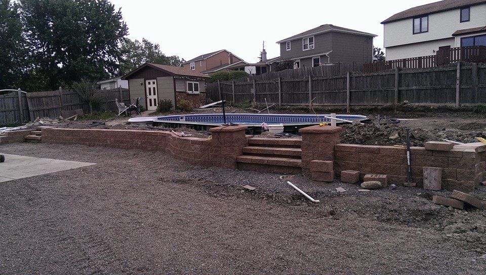 used the large 75lbs blocks to turn this backyard 