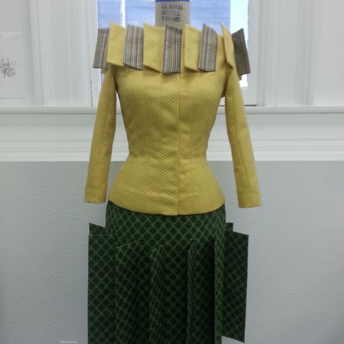 Tailor Piece in Yellow flaps jacket & geometric pa