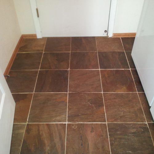 New Slate wash room floor.