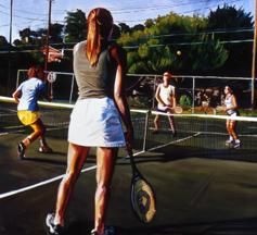 large scale tennis painting, 7" x 6 1/2", oil on c