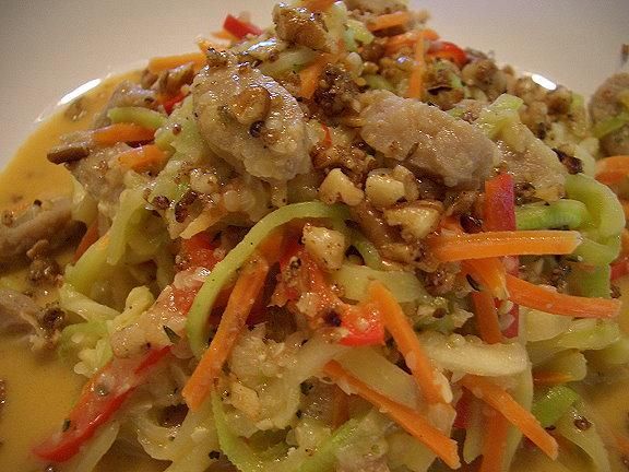 Zucchini Noodles with Thai peanut sauce and Organi